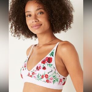 PINK VS Optic White Floral Seamless Lightly Lined Bra XL. New without tags.